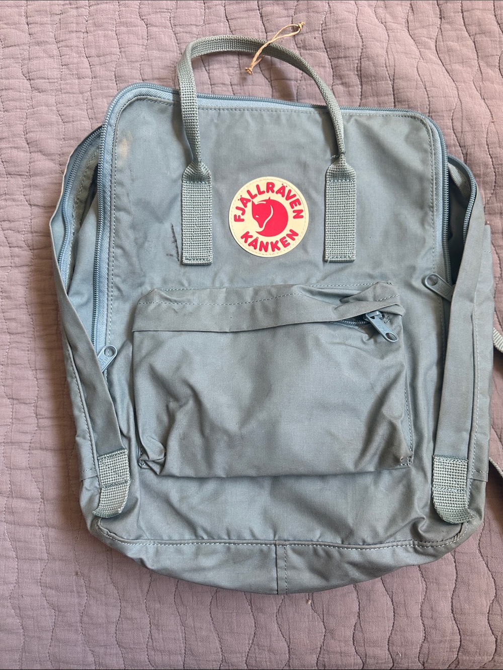 Fjallraven Kanken Backpack — green with Red Badge